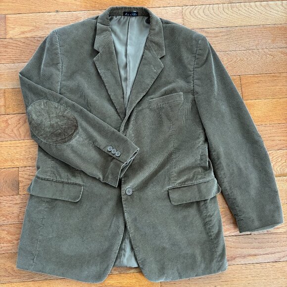 Monsieur Adolfo Corduroy Blazer Sport Coat Mens 42R Brown Elbow Patches VTG - Picture 1 of 7